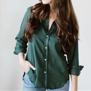 Frank & Eileen Eileen Relaxed Button-Up Featherweight Forest Green XS